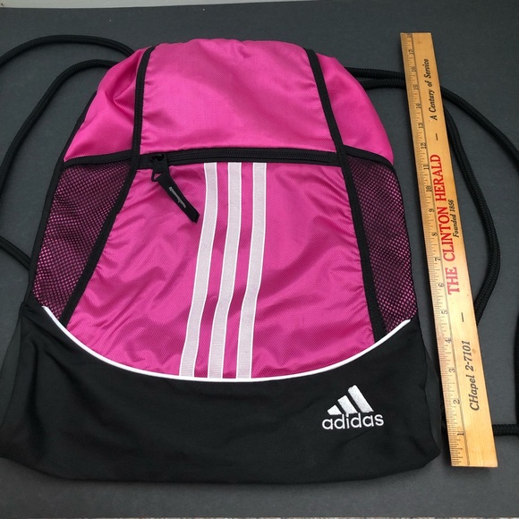 Adidas Drawstring Bag Backpack Pink & Black - Picture 8 of 8